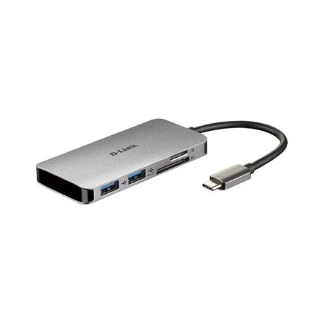 HUB D-LINK USB-C 6EN1 CON HDMI 2xUSB3.0 USB-C ALIMENTADO LECTOR DE TARJETAS