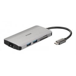 HUB D-LINK USB-C 8 EN 1 CON HDMI ETHERNET USB-C ALIMENTADO LECTOR DE TARJETAS