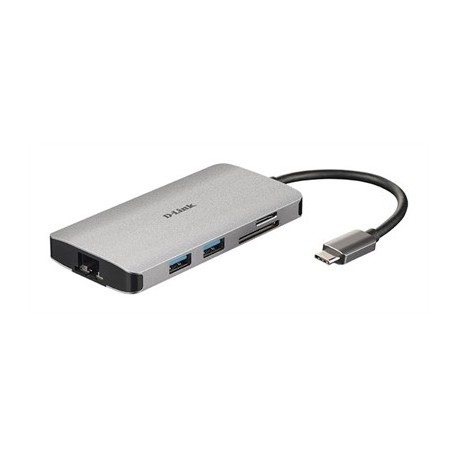 HUB D-LINK USB-C 8 EN 1 CON HDMI ETHERNET USB-C ALIMENTADO LECTOR DE TARJETAS