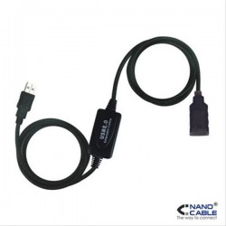 CABLE USB 2.0 PROLONGADOR CON AMPLIFICADOR AM-AH 10M NEGRO NANOCABLE