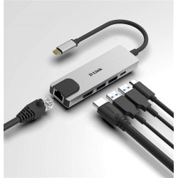 HUB D-LINK USB-C 5 EN 1 CON HDMI ETHERNET USB-C ALIMENTADO