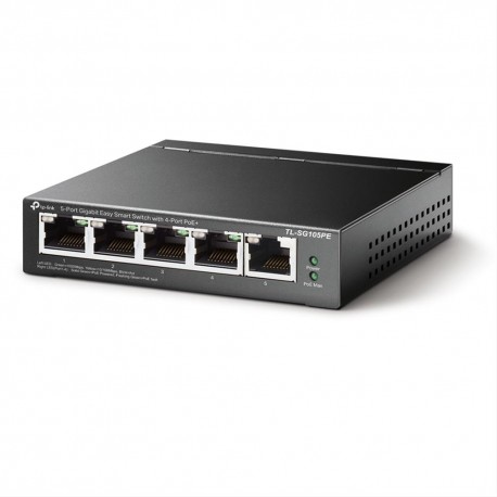 SWITCH SEMIGESTIONABLE TP-LINK SG105PE 5P GIGABIT 4P POE+ TOTAL POE 65W CARCASA META