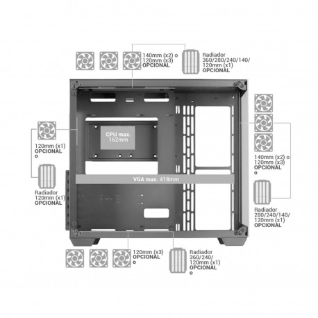 CAJA TORRE E-ATX MARS GAMING MCV4 WHITE XXL PREMIUM CUSTOM DOBLE VENTANA DE CRISTAL TEMP·