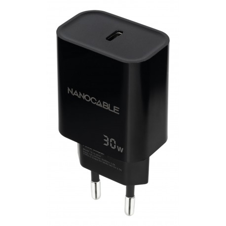 CARGADOR USB-C PD 30W NEGRO NANOCABLE