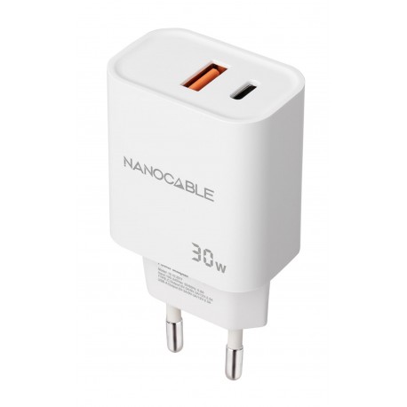 CARGADOR USB-CPD + USB-AQC 30W BLANCO NANOCABLE